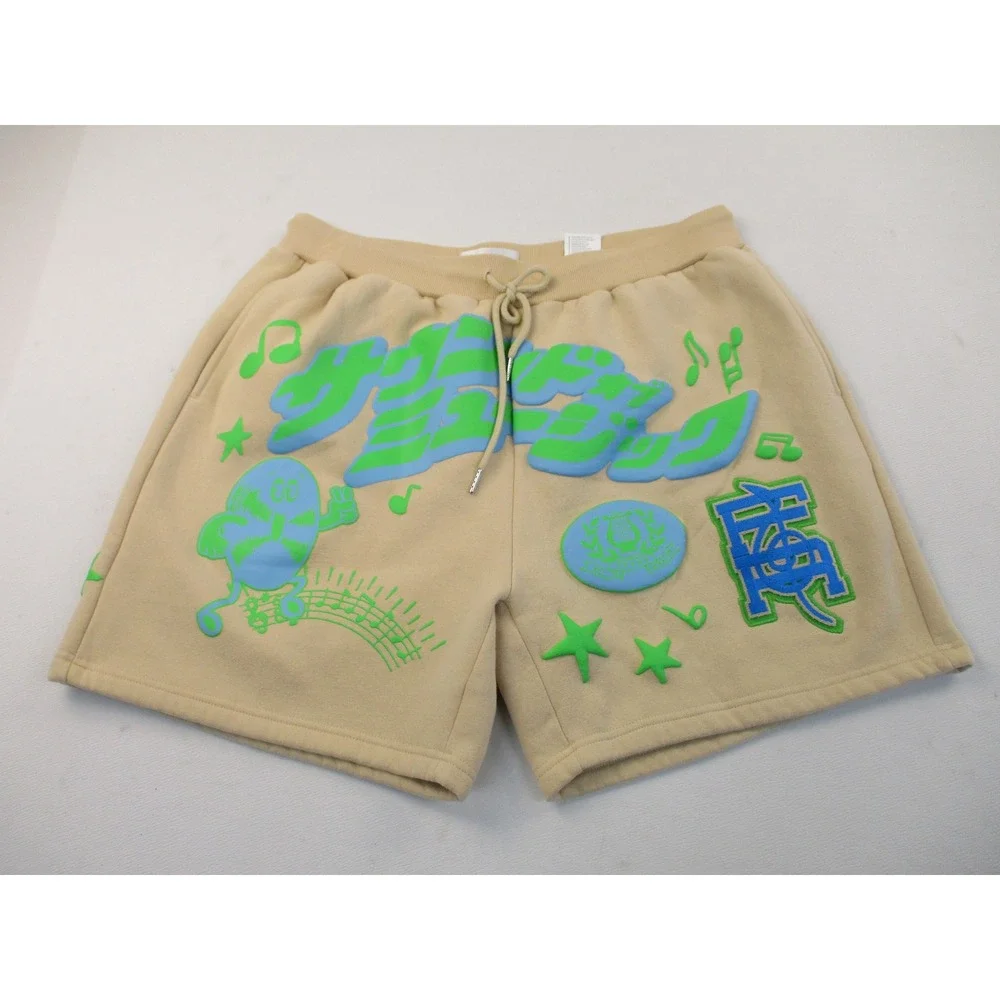 First Row Sweat Shorts Mens XL Brown FRB2530 Puff Print Graphic Music Streetwear
